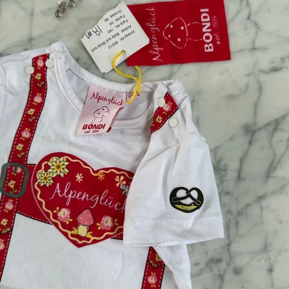 NWT Bavarian Dirndl Print Novelty Onesie Oktoberfest Size 18M Alpengluck